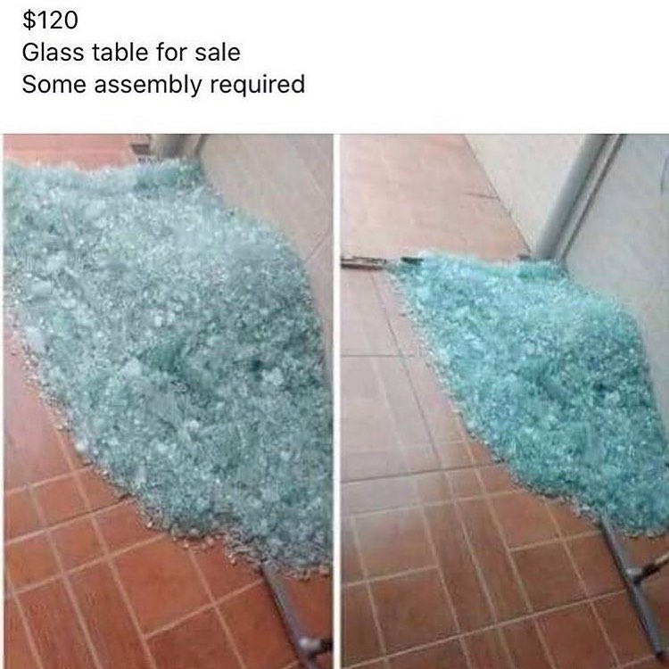 $120 Glass table for sale. Some assembly required.