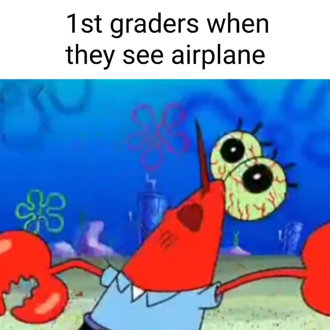 1st graders when they see airplane.