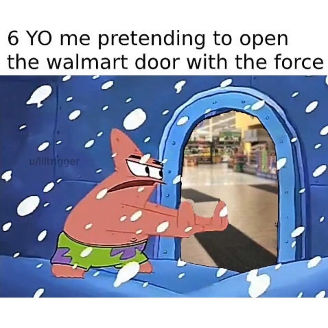 6 YO me pretending to open the Walmart door with the force.