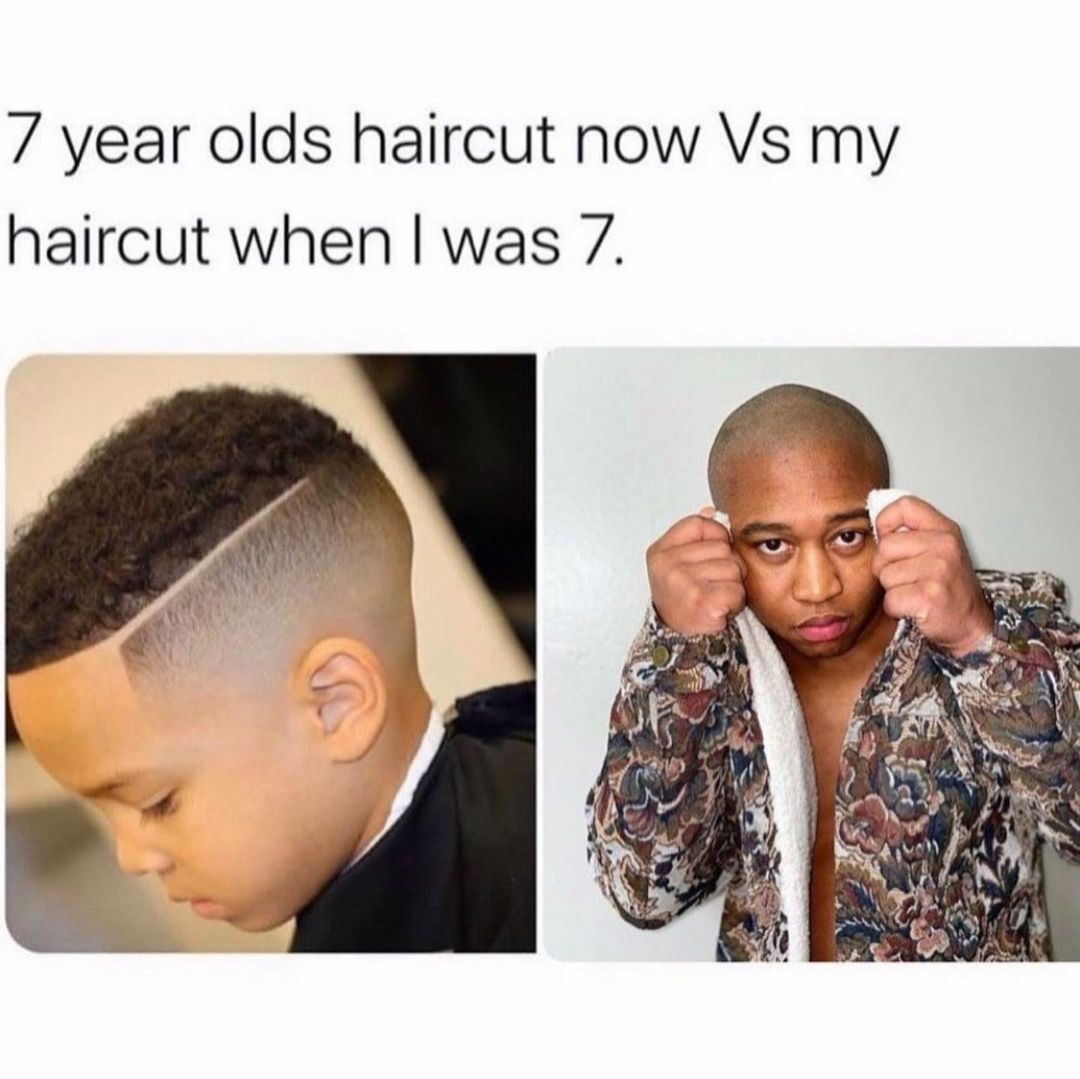 7 year olds haircut now Vs my haircut when I was 7.
