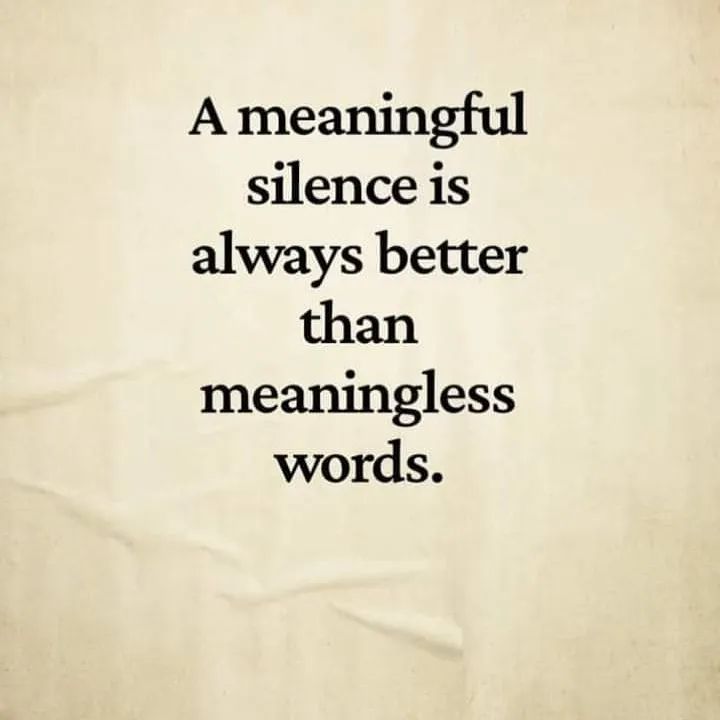 A meaningful silence is always better than meaningless words. - Phrases