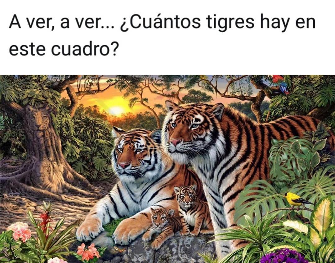 A ver, a ver... ¿Cuántos tigres hay en este cuadro ?