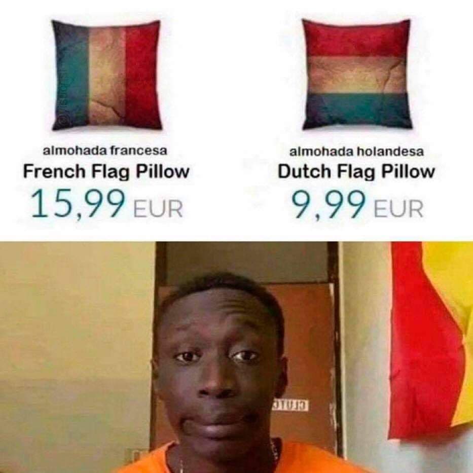 Almohada francesa. French Flag Pillow 15,99 EUR.  Almohada holandesa. Dutch Flag Pillow 9,99 EUR.