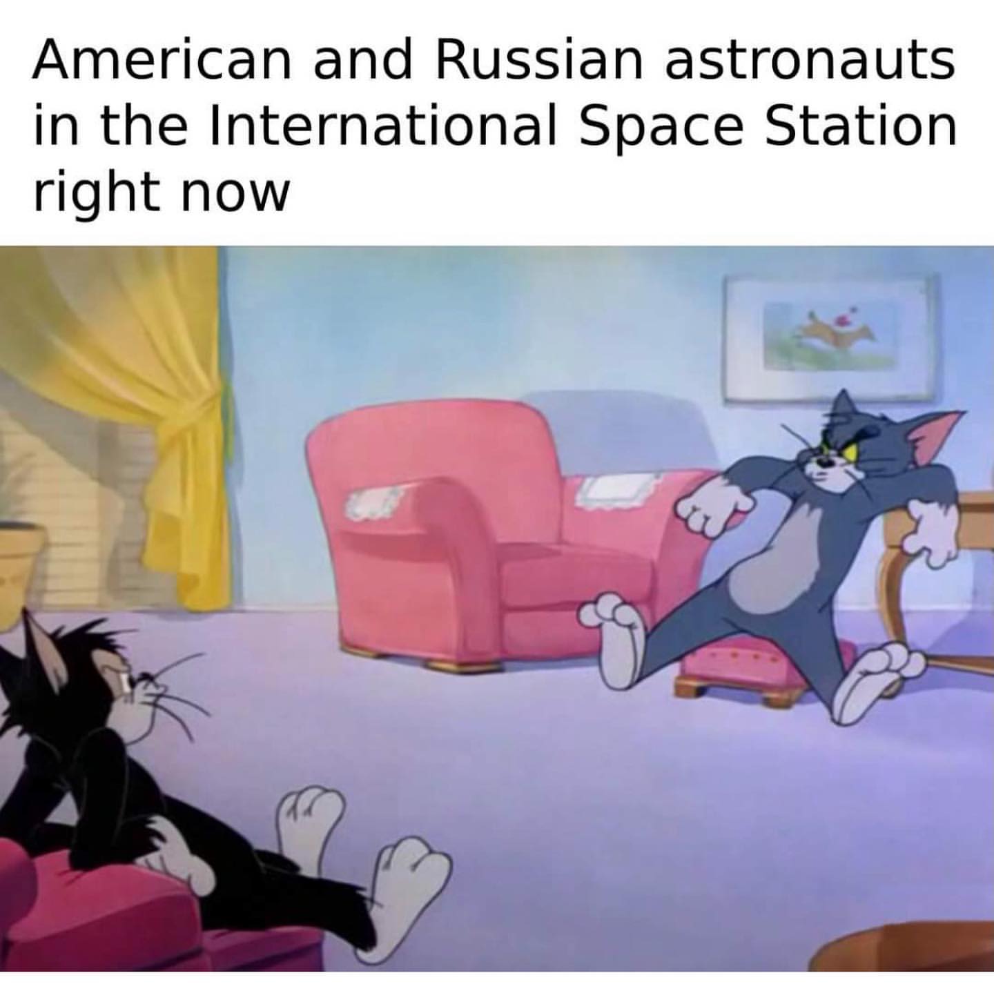 American and Russian astronauts in the International Space Station right now.