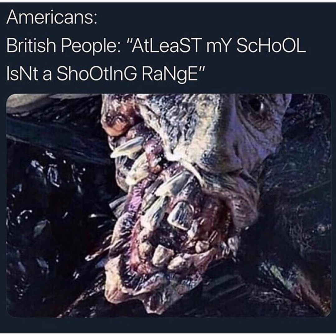 Americans: British People: "Atleast my school Isn't a shooting range"
