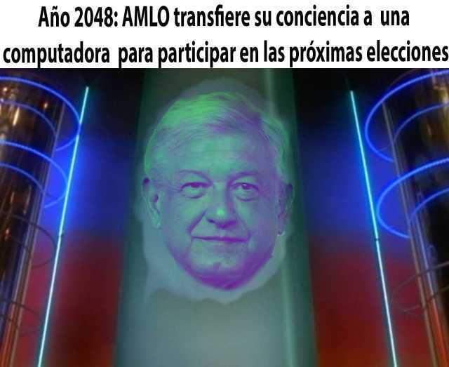 Año 2048: AMLO transfiere su conciencia a una computadora para participaren las próximas elecciones.