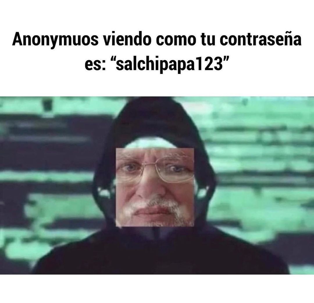 Anonymuos viendo como tu contraseña es: "salchipapa123".