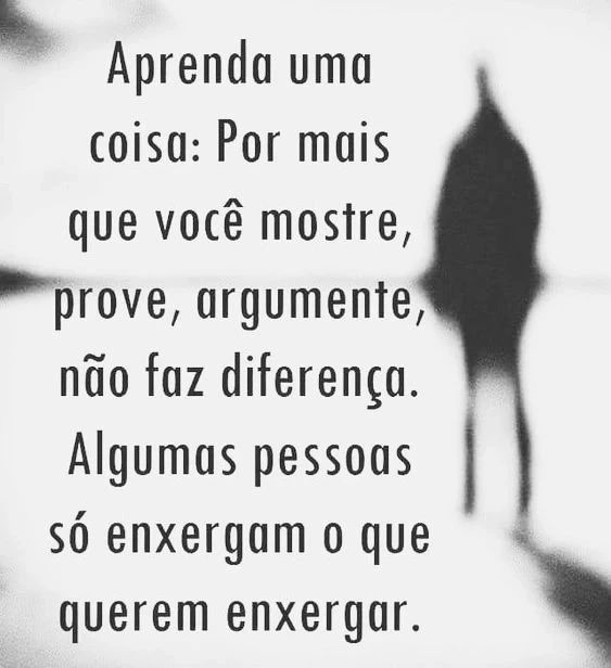 Aprenda uma coisa: Por mais que você mostre, prove, argumente, não faz diferença. Algumas pessoas só enxergam o que querem enxergar.