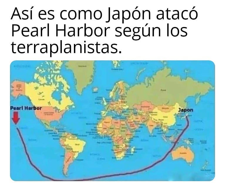 Así es como Japón atacó Pearl Harbor según los terraplanistas.