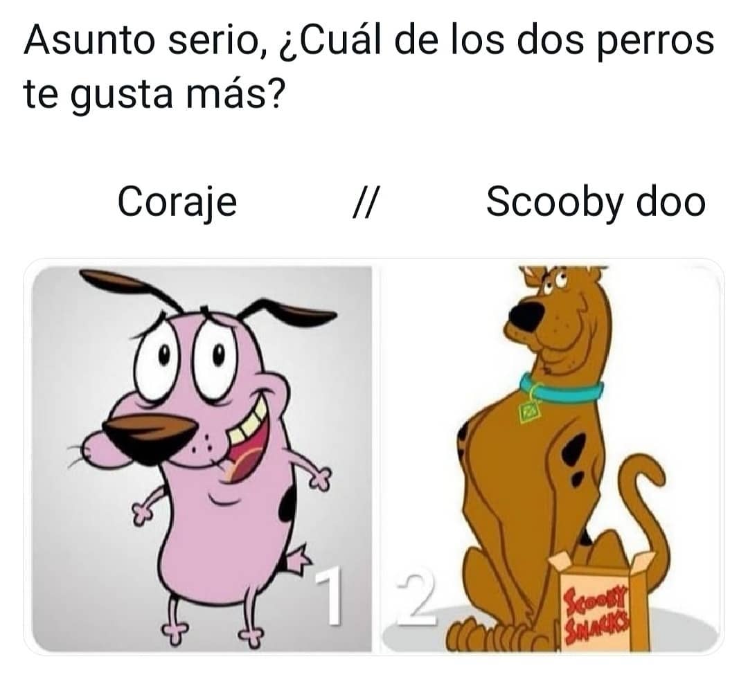 Asunto serio, ¿Cuál de los dos perros te gusta más?  Coraje // Scooby Doo.