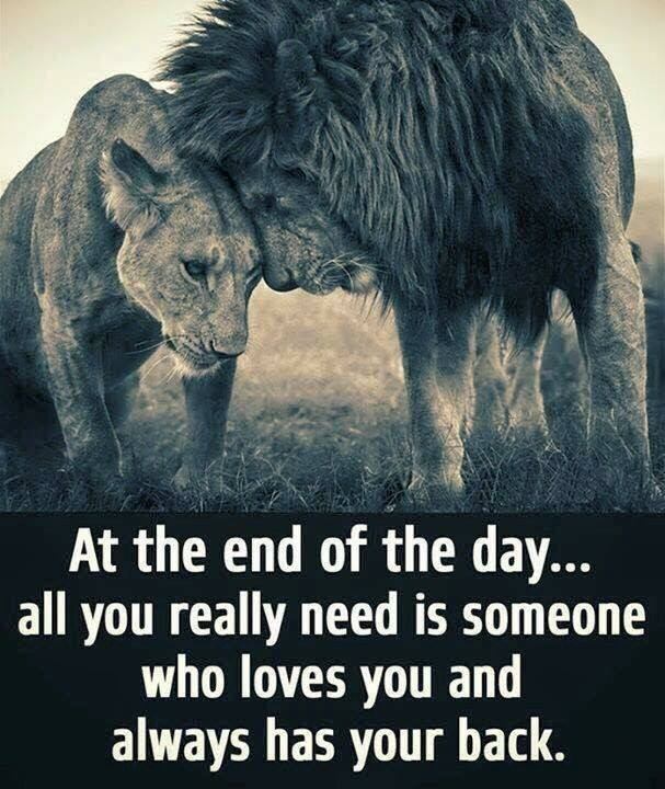 At the end of the day... all you really need is someone who loves you and always has your back.