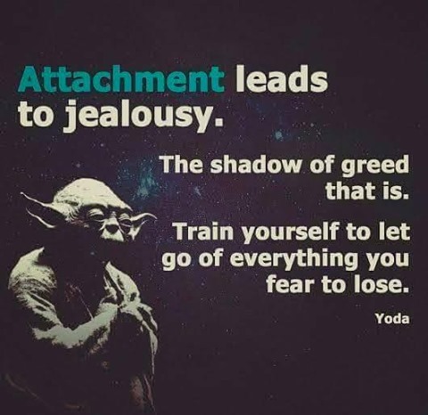 Attachment leads to jealousy. The shadow of greed that is. Train yourself to let go of everything you fear to lose.