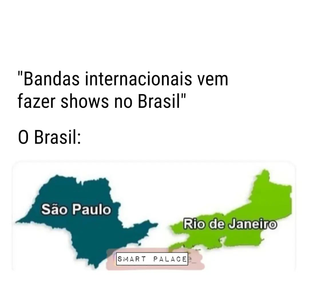 "Bandas internacionais vem fazer shows no Brasil".  O Brasil. São Paulo. Rio de Janeiro.