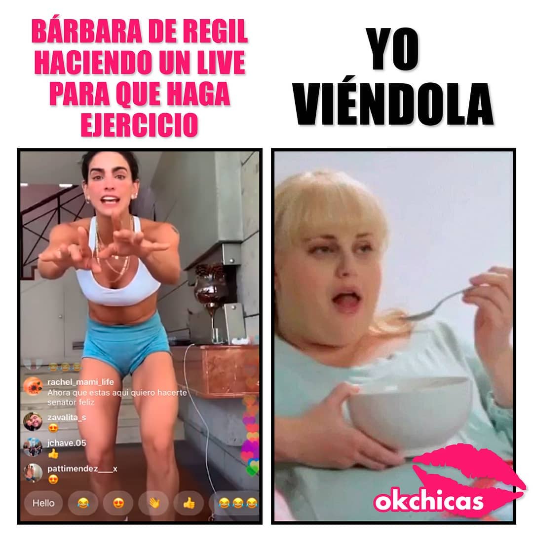 Barbara de Regil haciendo un live para que haga ejercicio. Yo viéndola: