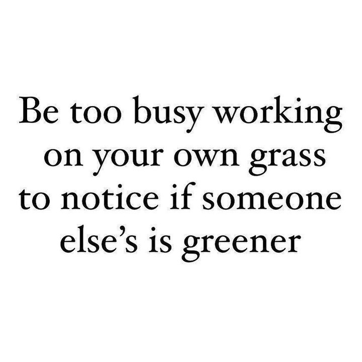 Be too busy working on your own grass to notice if someone else's is greener.