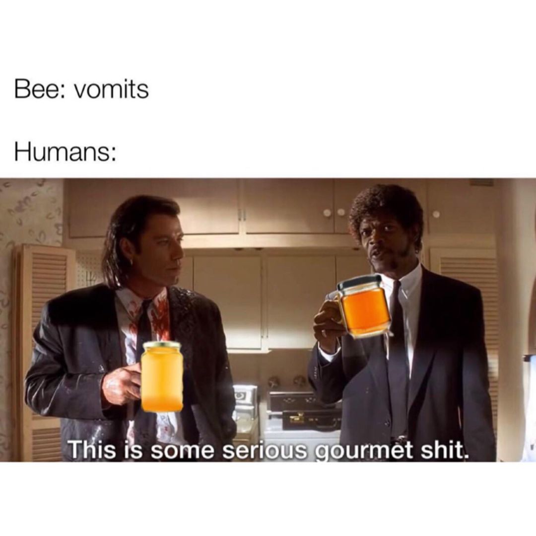 Bee: Vomits. Humans: This is some serious gourmet shit.