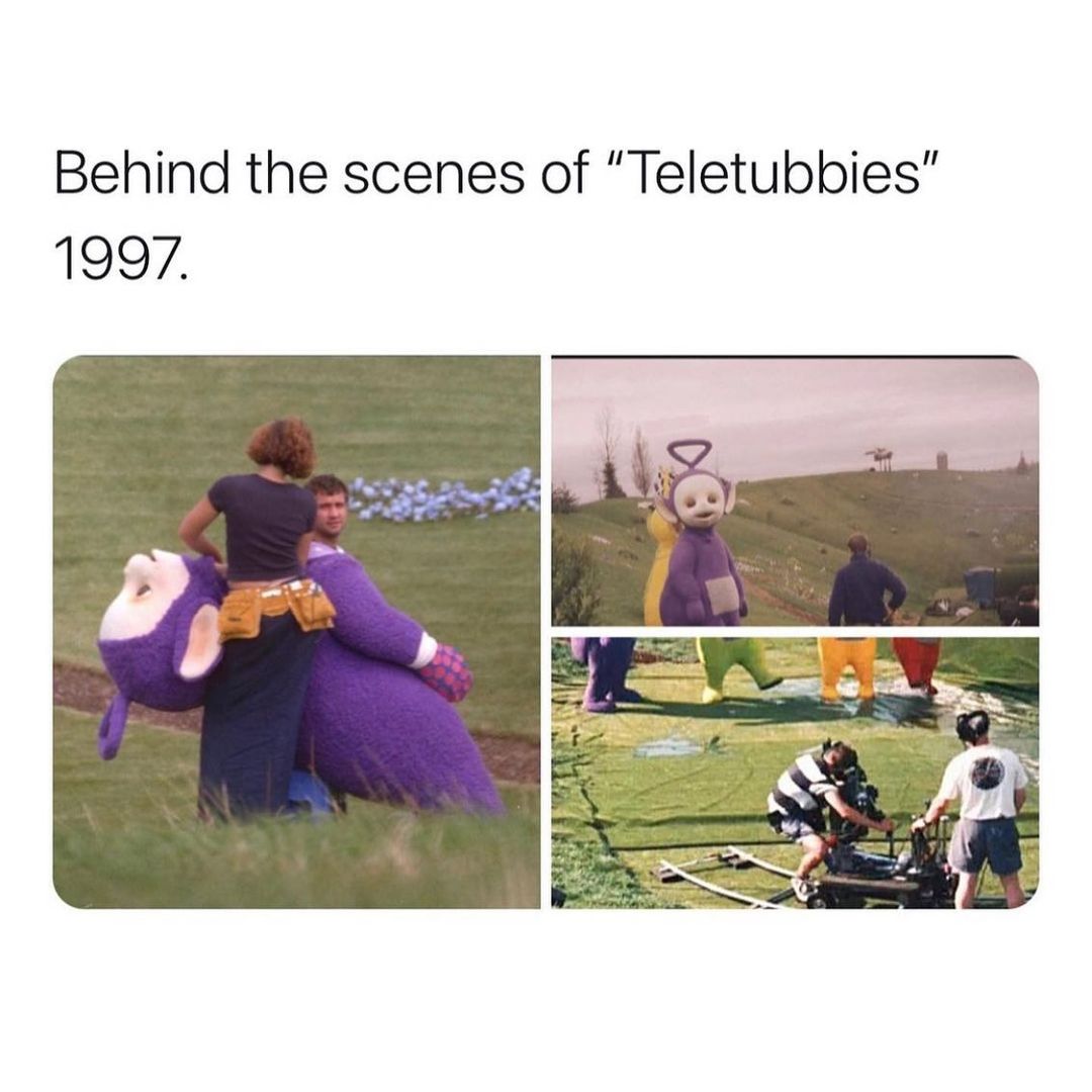 Behind the scenes of "Teletubbies" 1997.