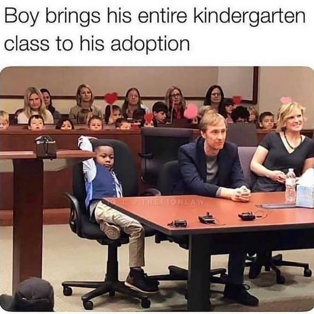 Boy brings his entire kindergarten class to his adoption.