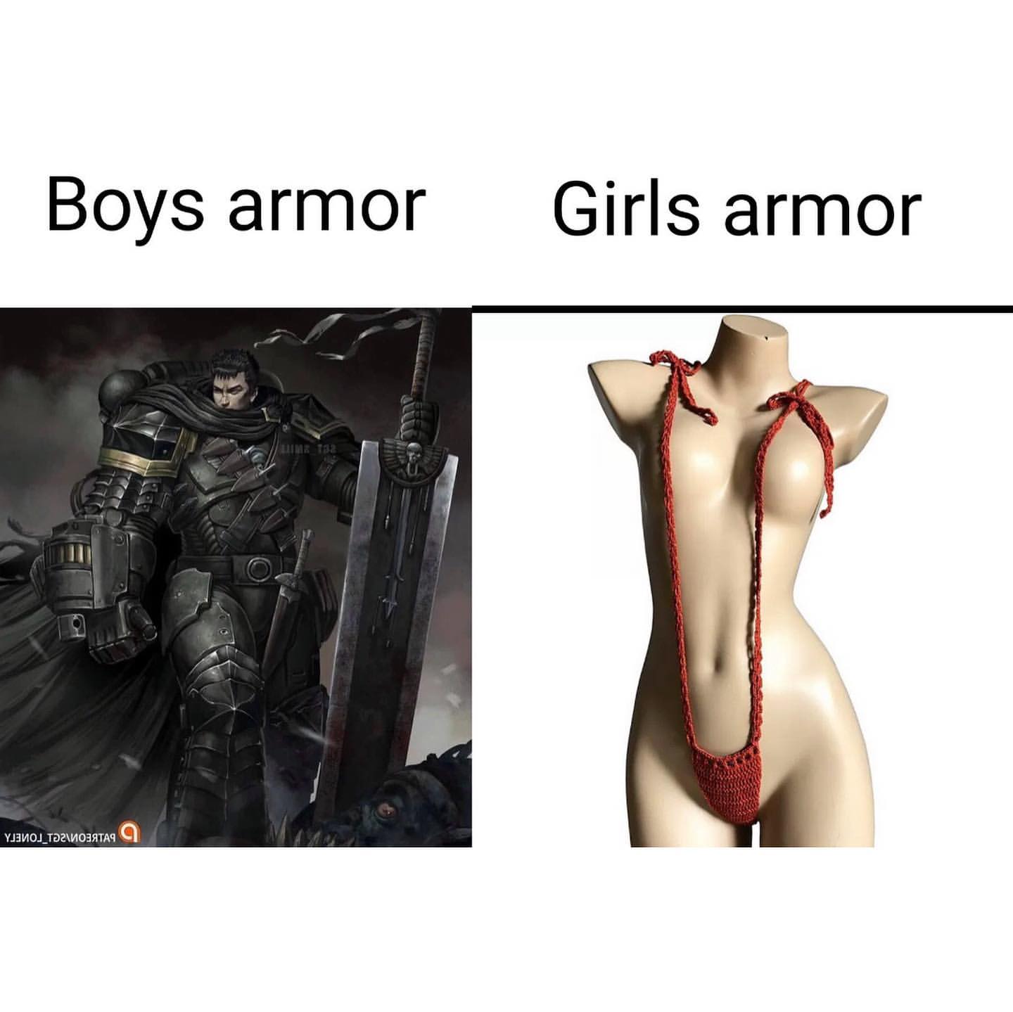 Boys armor. Girls armor.