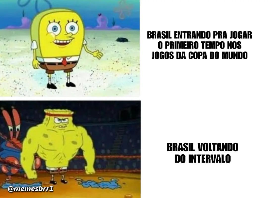 Brasil entrando pra jogar o primeiro tempo nos jogos da copa do mundo.  Brasil voltando do intervalo.