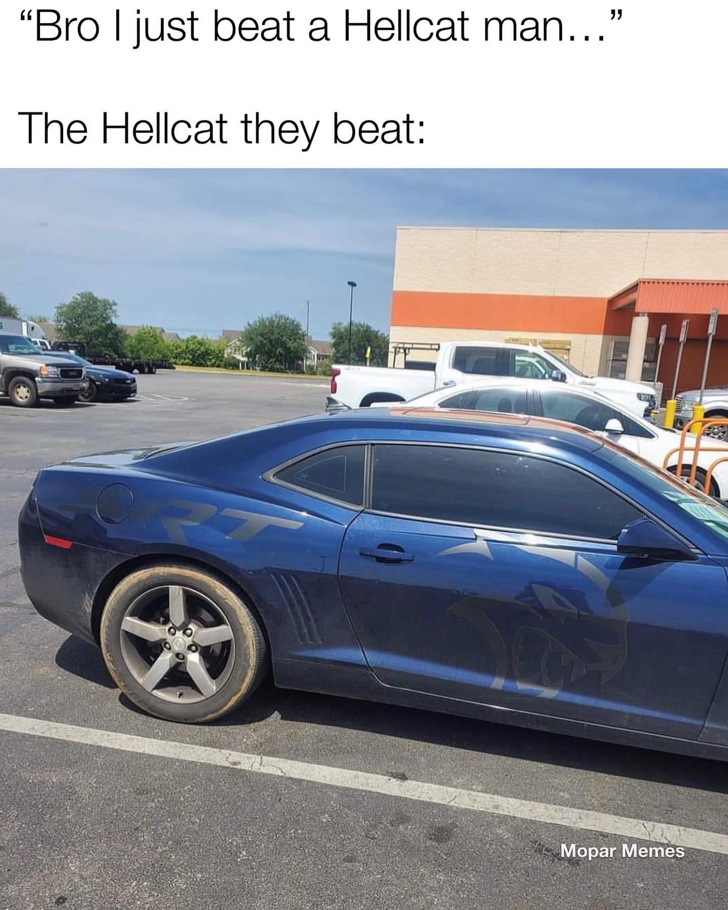 "Bro I just beat a Hellcat man..."  The Hellcat they beat: