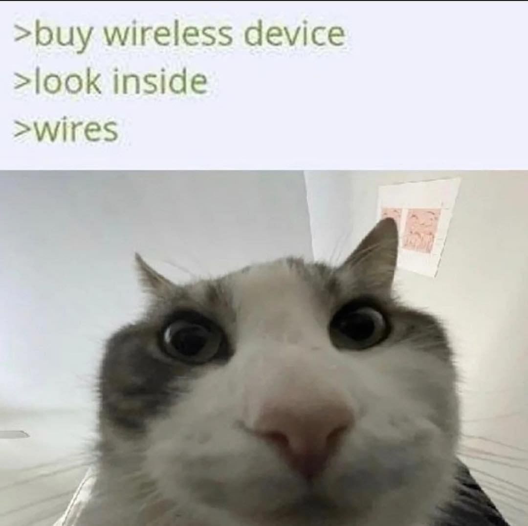 Buy wireless device. Look inside. Wires.