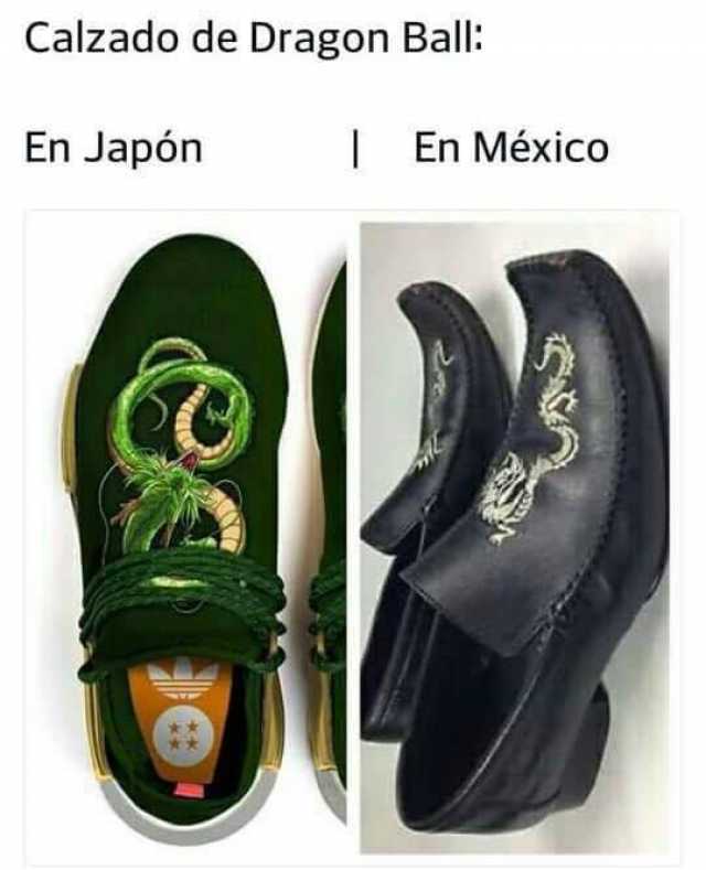 Calzado de Dragon Ball:  En Japón. / En México.