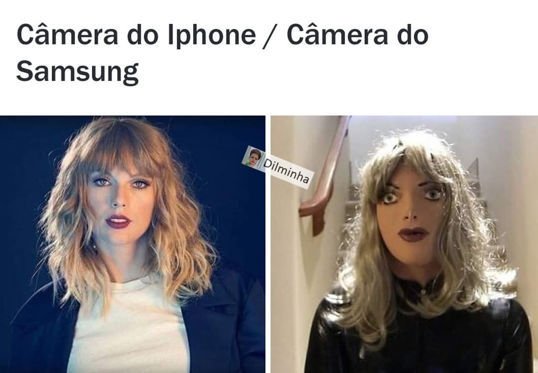 Câmera do Iphone. / Câmera do Samsung.