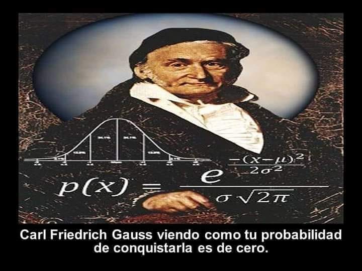 Carl Friedrich Gauss viendo como tu probabilidad de conquistarla es de cero.