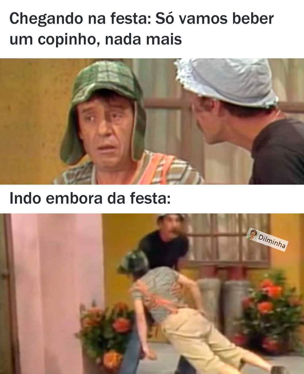 Chegando na festa: Só vamos beber um copinho, nada mais. Indo embora da festa: