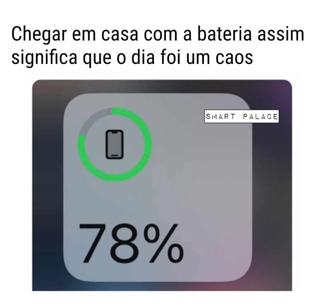 Chegar em casa com a bateria assim significa que o dia foi um caos.