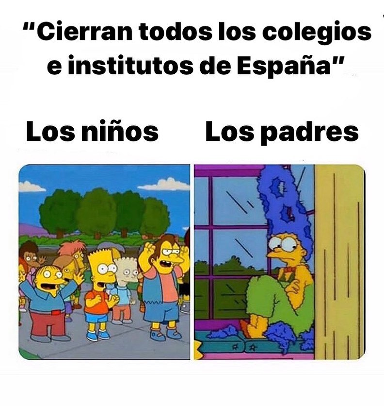 "Cierran todos los colegios e institutos de España".  Los niños. / Los padres.