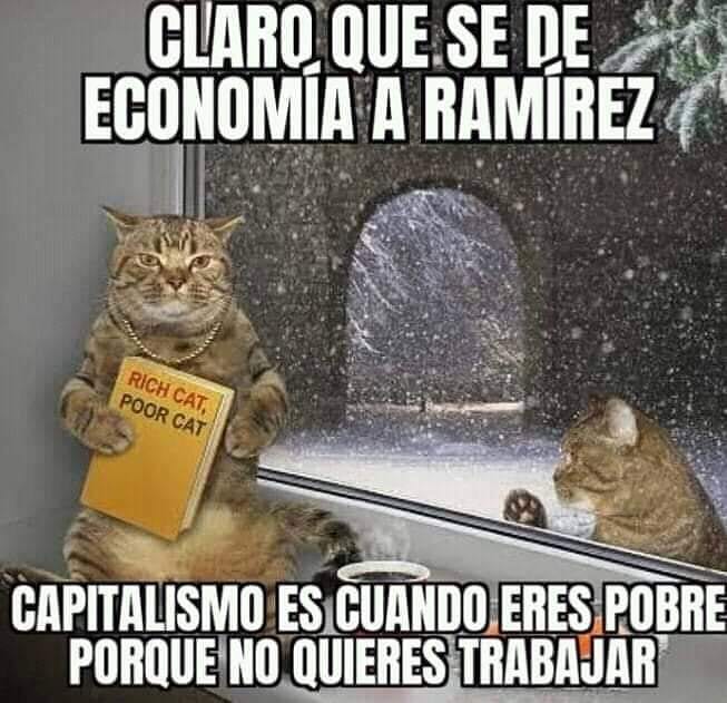 Claro que sé de economía Ramírez.  Capitalismo es cuando eres pobre porque no quieres trabajar.