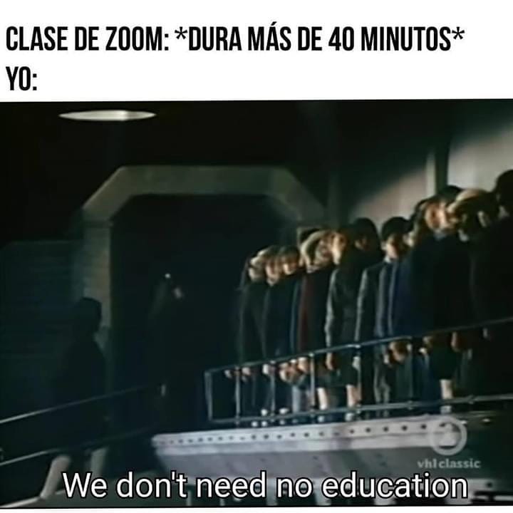 Clase de zoom: *Dura más de 40 minutos*  Yo: We don't need no education.