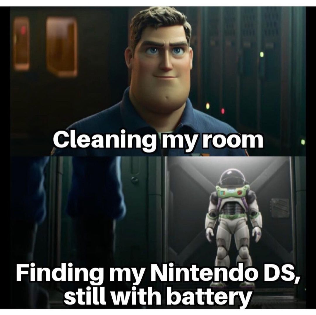 Cleaning my room. Finding my Nintendo DS, still with battery.