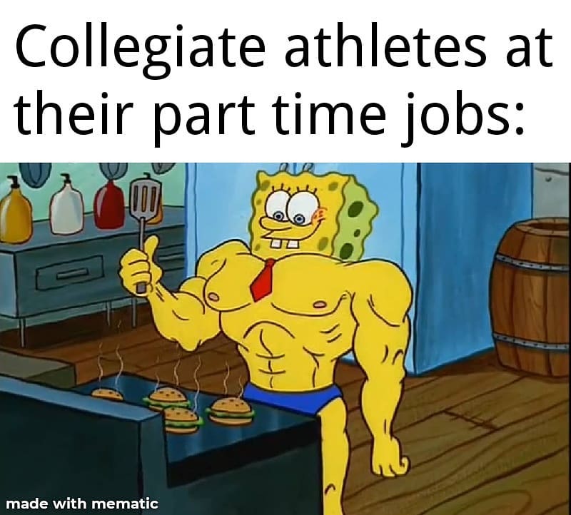 Collegiate athletes at their part time jobs: