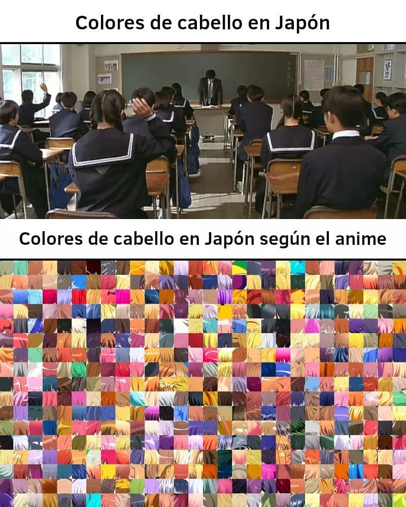 Colores de cabello en Japón.  Colores de cabello en Japón según el anime.