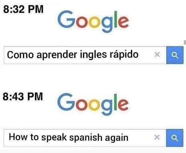 Como aprender ingles rápido.  How to speak spanish again.