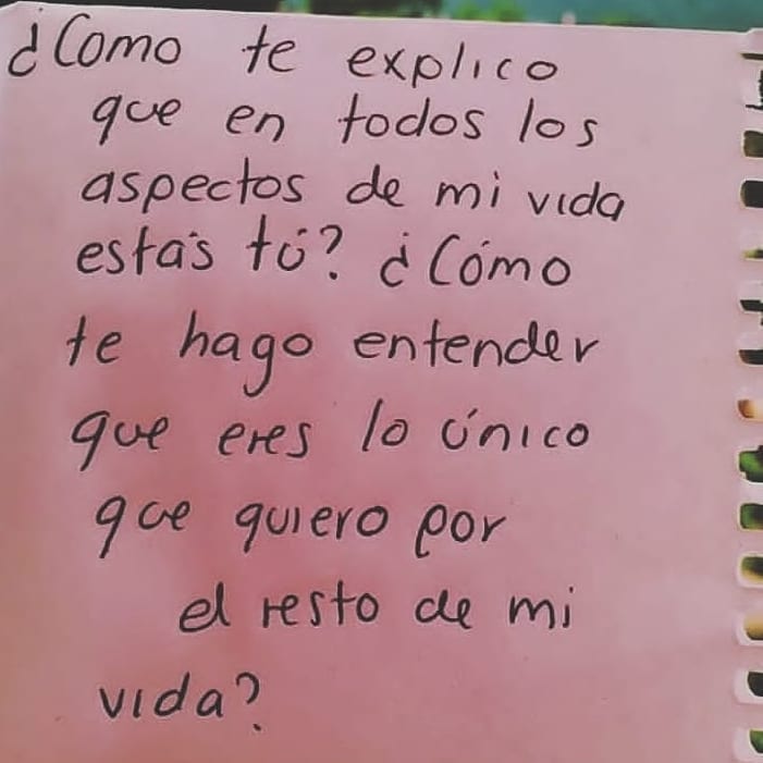 ¿Cómo te explico que en todos los aspectos de mi vida estás tú? ¿Cómo te hago entender que eres lo único que quiero por el resto de mi vida?