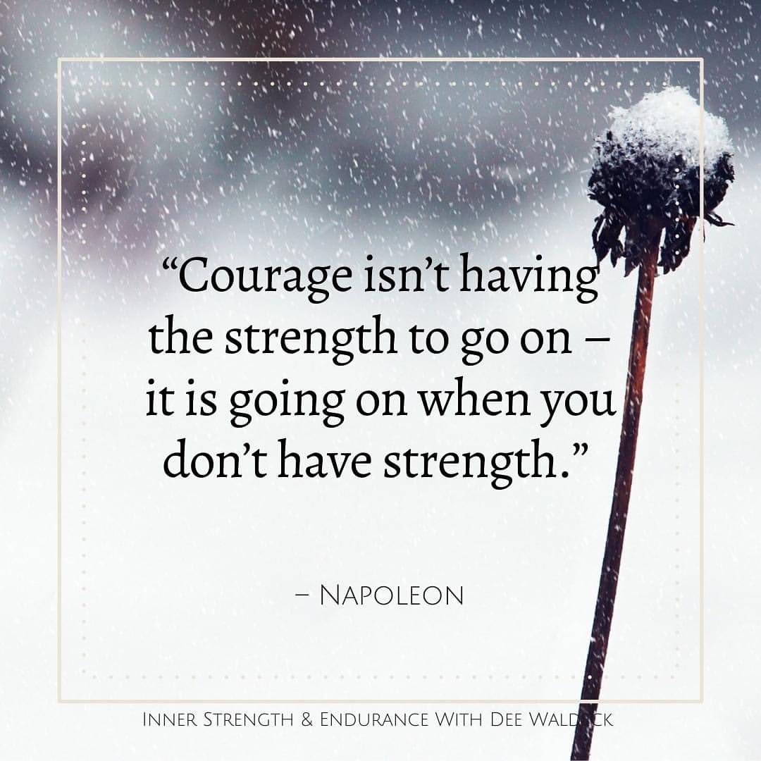 "Courage isn't having the strength to go on — it is going on when you don't have strength." Napoleon.