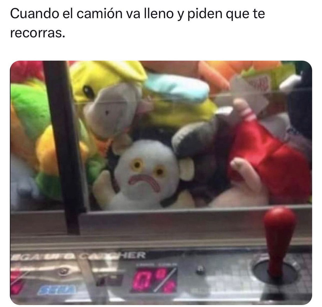 Cuando el camión va lleno y piden que te recorras.