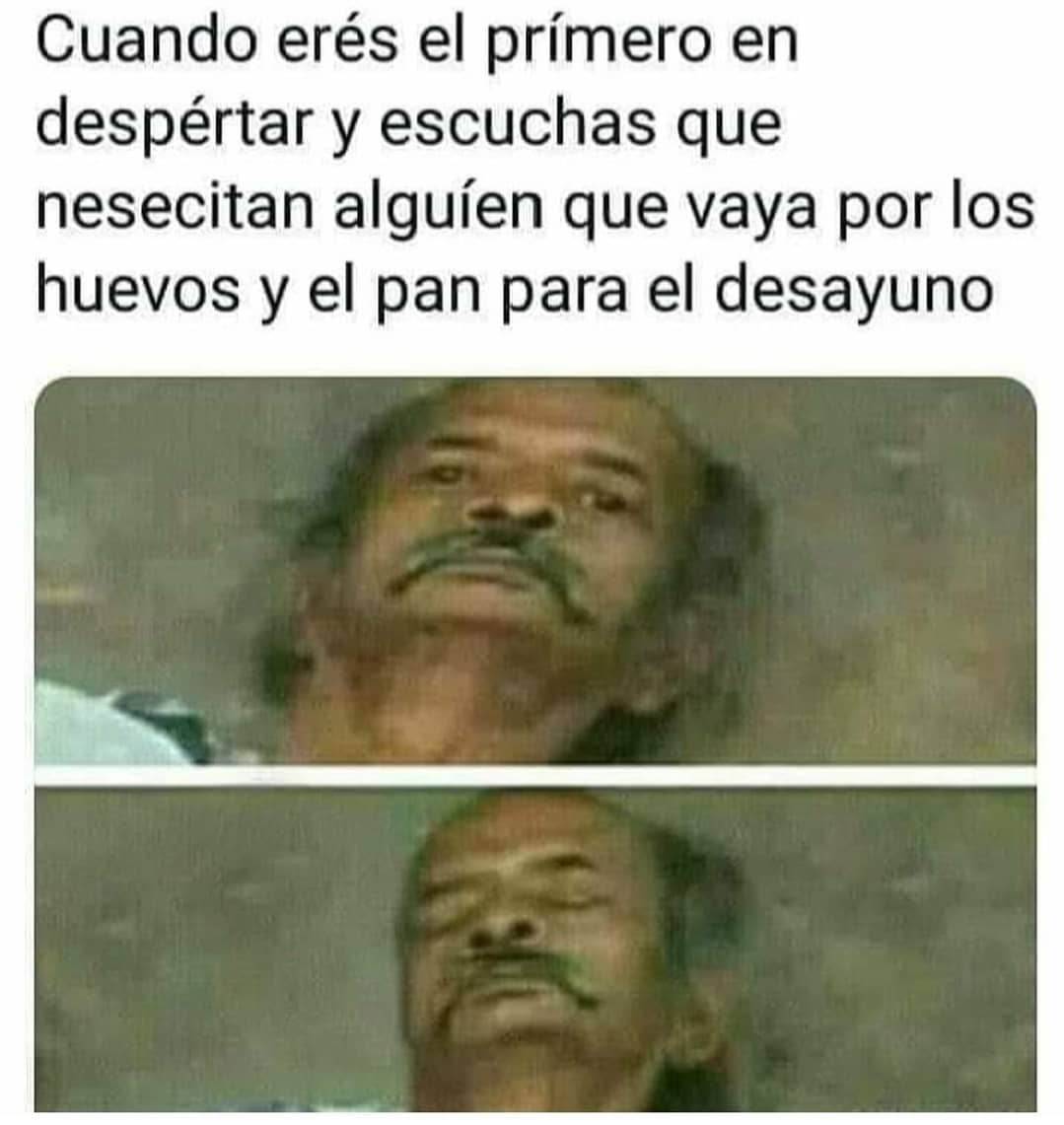 Cuando eres el primero en despertar y escuchas que necesitan alguien que vaya por los huevos y el pan para el desayuno.