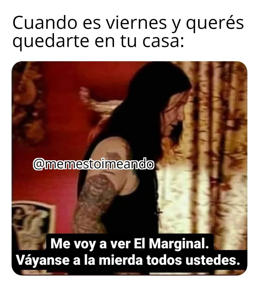 Cuando Es Viernes Y Querés Quedarte En Tu Casa Me Voy A Ver El Marginal Váyanse A La Mierda 