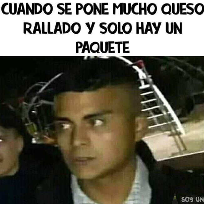 Cuando se pone mucho queso rallado y solo hay un paquete.