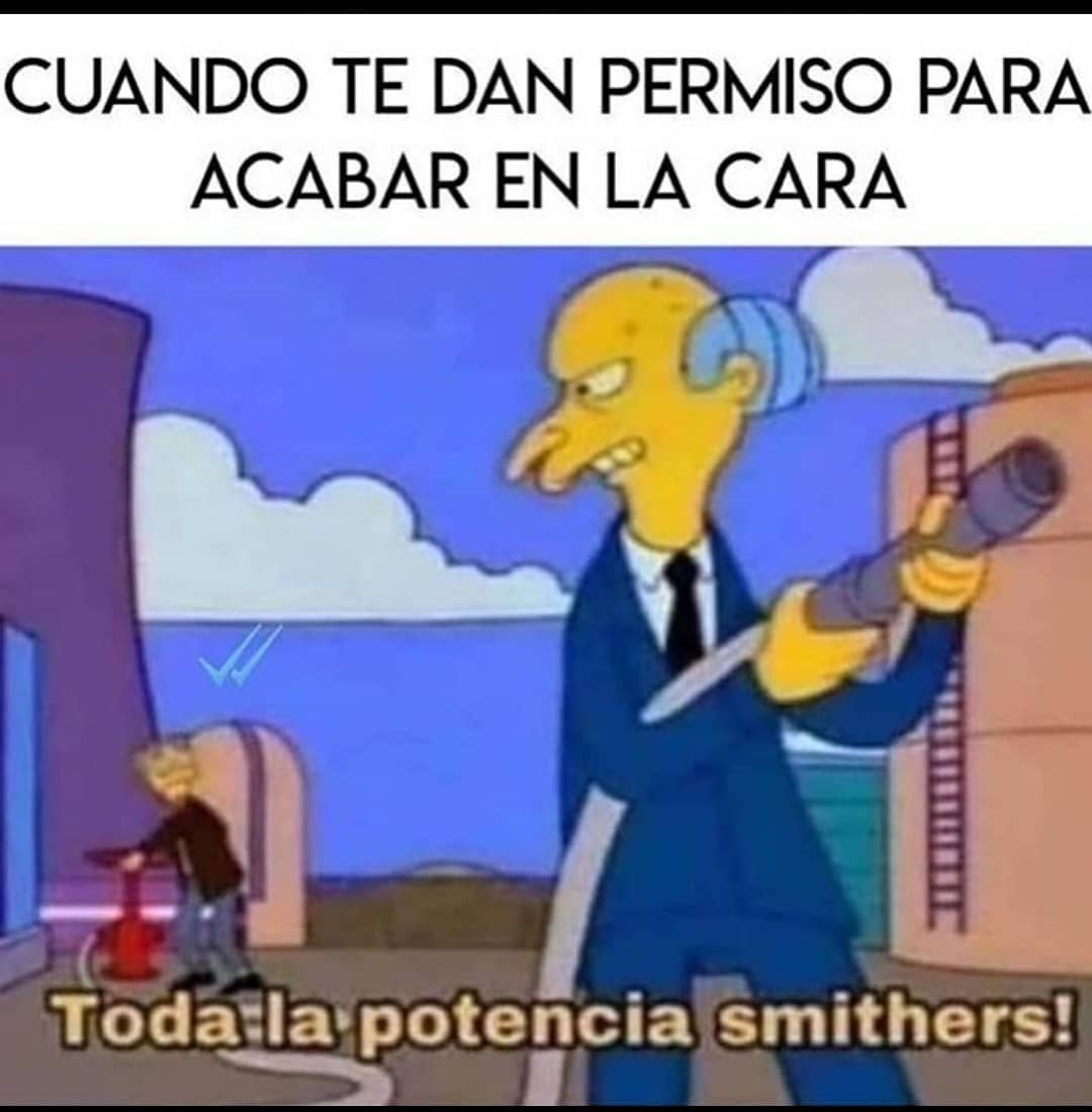 Cuando te dan permiso para acabar en la cara. Toda la potencia smithers!