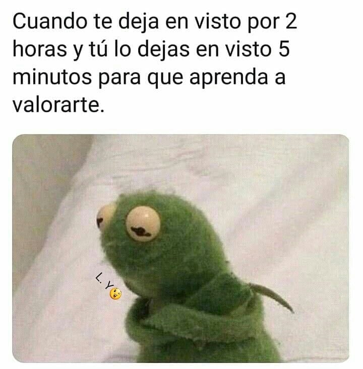 Cuando te deja en visto por 2 horas y tú lo dejas en visto 5 minutos para que aprenda a valorarte.