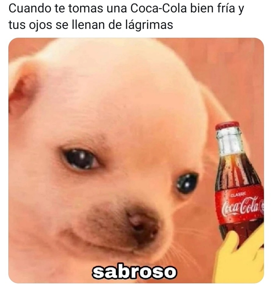 Cuando te tomas una Coca-Cola bien fría y tus ojos se llenan de lágrimas. Sabroso.