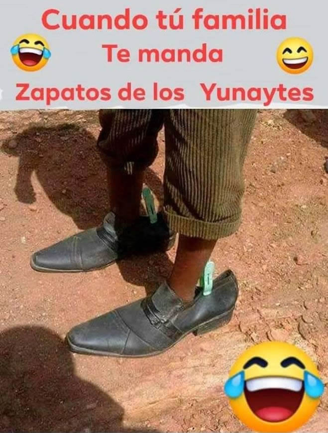 Cuando tú familia te manda zapatos de los yunaytes.