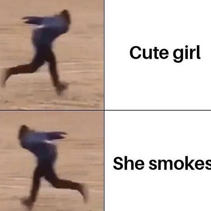 Cute girl. She smokes. - Funny