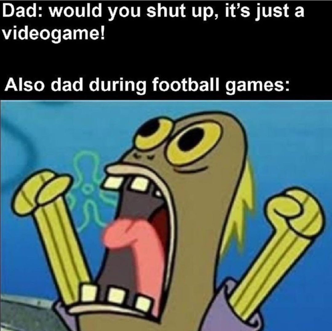 Dad: would you shut up, it's just a videogame! Also dad during football games: